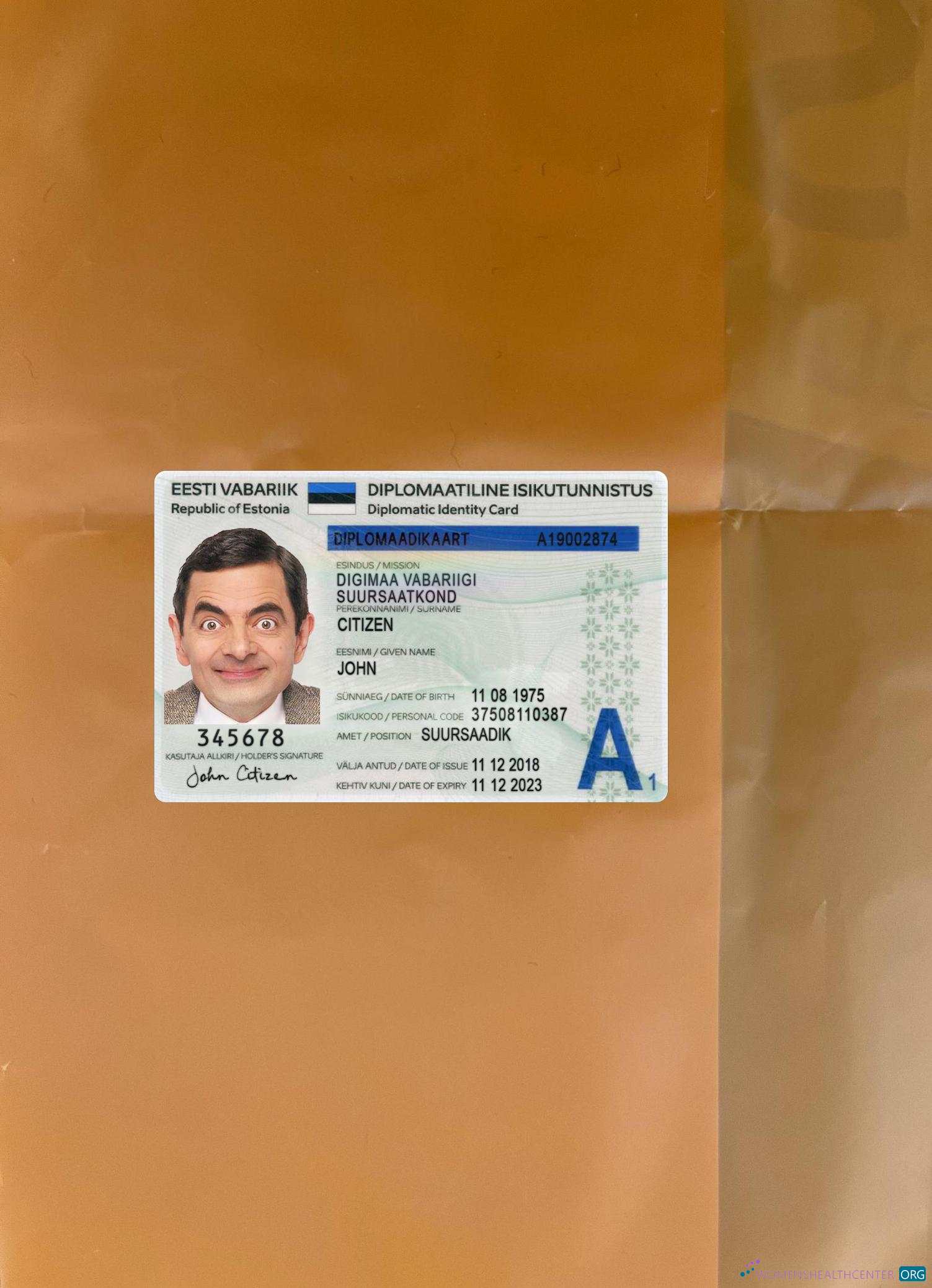 Download Estonia diplomatic ID card 2018 present photolook front Photoshop template